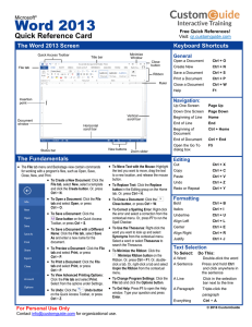 Word 2013 Quick Reference