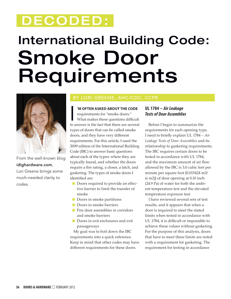 International Building Code Smoke Door