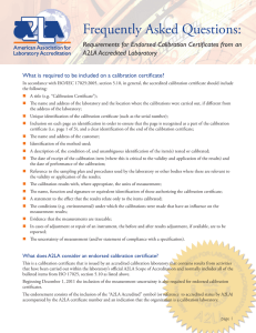 Requirements for Endorsed Calibration Certificates