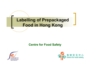 Labelling of Prepackaged Food in Hong Kong