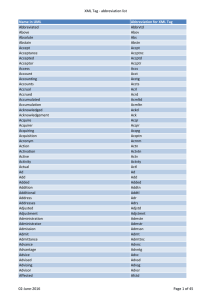 XML Tag - abbreviation list