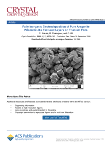 Fully Inorganic Electrodeposition of Pure Aragonite Prismatic
