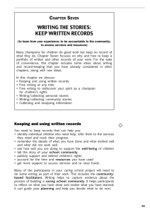 Chapter Seven: Writing the stories: keep written records