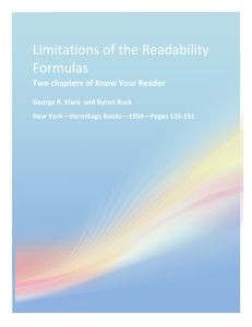 Limitations of the Readability Formulas