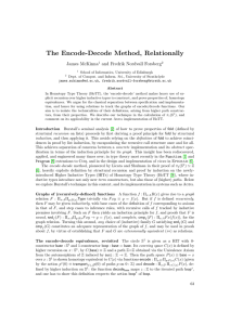 The Encode-Decode Method, Relationally