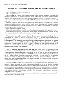 section 201 - concrete, mortar, and related materials