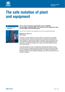 The safe isolation of plant and equipment (HSG253)