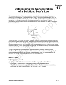 Determining the Concentration of a Solution: Beer`s Law