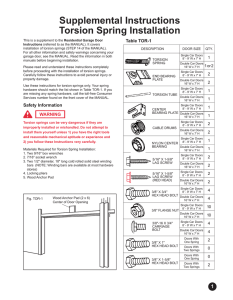 Supplemental Instructions Torsion Spring Installation