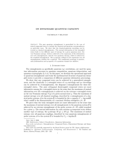 ON ENTANGLED QUANTUM CAPACITY 1. Introduction The