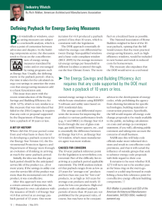 Defining Payback for Energy Saving Measures