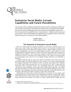Enterprise Social Media: Current Capabilities and Future Possibilities