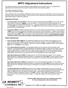 MPFC Adjustment Instructions - J.R. Merritt Controls, Inc.