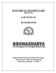 Electrical Machine Lab - Dronacharya College of Engineering in
