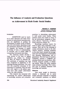 The Influence of Analysis and Evaluation Questions on Achievement