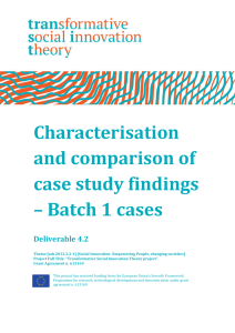 Characterisation and comparison of case study findings – Batch 1