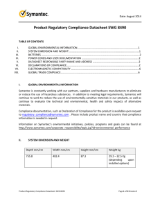 Product Regulatory Compliance Datasheet SWG 8490