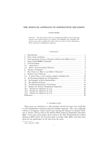 THE MODULAR APPROACH TO DIOPHANTINE EQUATIONS