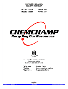 SOLVENT RECYCLER SPECIFICATIONS