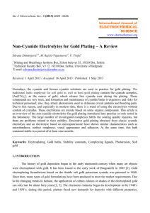 Non-Cyanide Electrolytes for Gold Plating – A Review