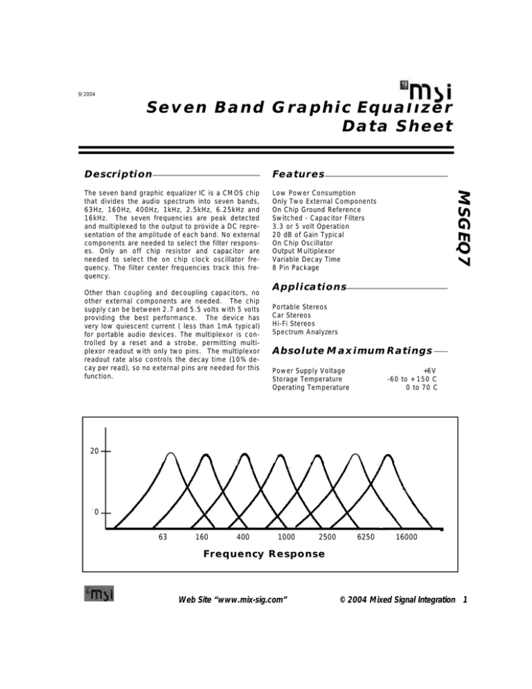 MSGEQ7 Band Graphic Equalizer IC MIXED DIP-8 MSGEQ7
