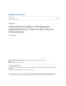 Is Strict Product Liability in Tort Identical to Implied Warranty in