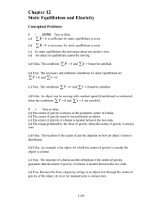 Chapter 12 Static Equilibrium and Elasticity ∑ = 0