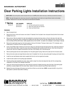 Clear Parking Lights Installation Instructions