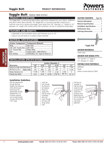 Toggle Bolt - Powers Fasteners