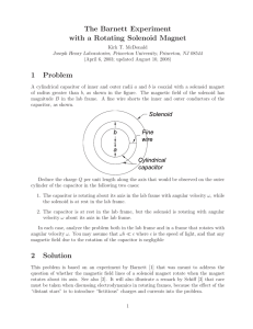 The Barnett Experiment with a Rotating Solenoid Magnet 1 Problem