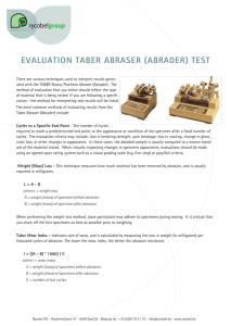 evaluation taber abraser (abrader) test