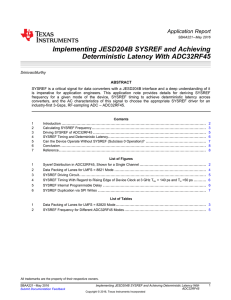 Implementing JESD204B SYSREF and Achieving Deterministic