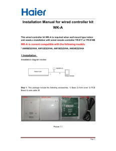 Installation Manual for wired controller kit WK-A