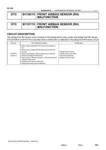 DTC B1156/15 FRONT AIRBAG SENSOR (RH) MALFUNCTION