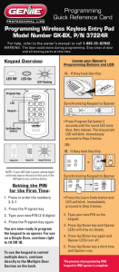 Wireless Keypad Programming Quick Reference Card