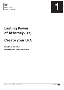 Lasting Power of Attorney (LPA) Create your LPA
