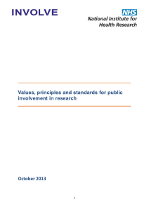 Values, principles and standards for public involvement in research