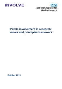 Public involvement in research: values and principles framework