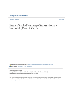 Extent of Implied Warranty of Fitness