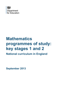 Mathematics programmes of study: key stages 1 and 2
