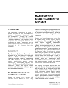 mathematics kindergarten to grade 9