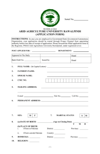Jobs Application Form - PMAS-Arid Agriculture University Rawalpindi