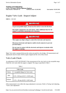 Engine Valve Lash - Inspect/Adjust Valve Lash Check