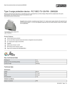 Type 3 surge protection device - PLT-SEC-T3-120-FM