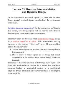 Lecture 35: Receiver Intermodulation and Dynamic Range.