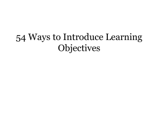 54 Ways to Introduce Learning Objectives