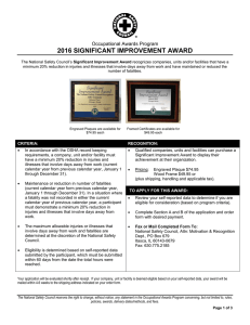 2016 significant improvement award application