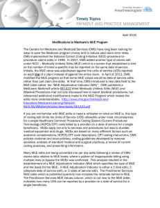 Modifications to Medicare`s MUE Program (April 2015)