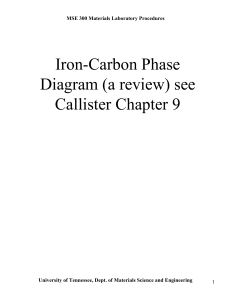 Iron-Carbon Phase Diagram (a review) see Callister Chapter 9