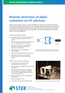 Remote detection of alpha radiation via UV photons